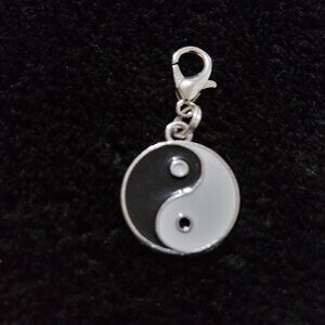 Black & White Yin Yang Charm Pendant with Lobster Clasp Spiritual Balance Symbol